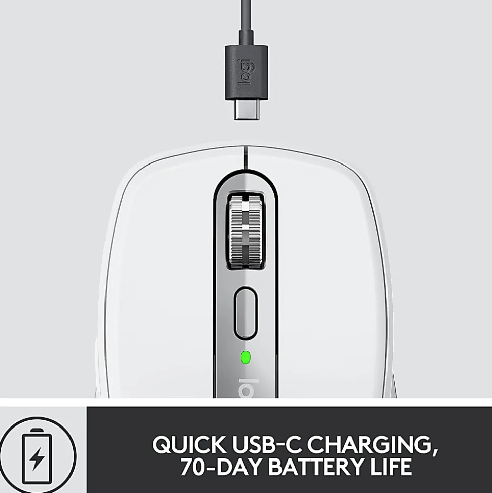 Logitech MX Anywhere 3 Compact Performance Wireless Mouse with Customizable Buttons, Pale Gray