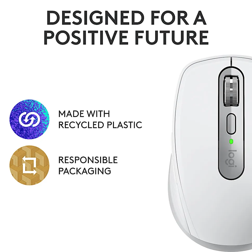Logitech® MX Anywhere 3S Compact Wireless Mouse, 61% Recycled, Pale Gray, 910-006926