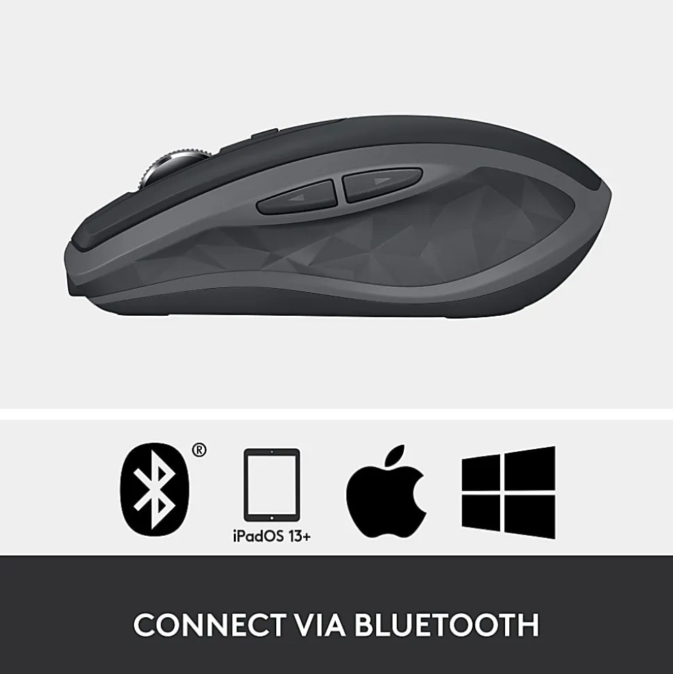 Logitech MX Anywhere 2S Mouse - Darkfield - Wireless - 33 ft - Bluetooth/Radio Frequency - Rechargeable - 910007232