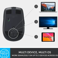 Logitech MX Anywhere 2S Mouse - Darkfield - Wireless - 33 ft - Bluetooth/Radio Frequency - Rechargeable - 910007232