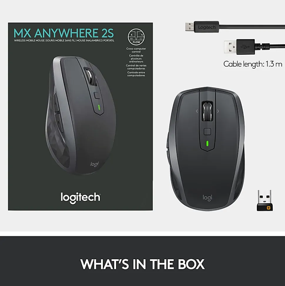 Logitech® MX Anywhere 2S Wireless Mouse, Graphite, 910-005132