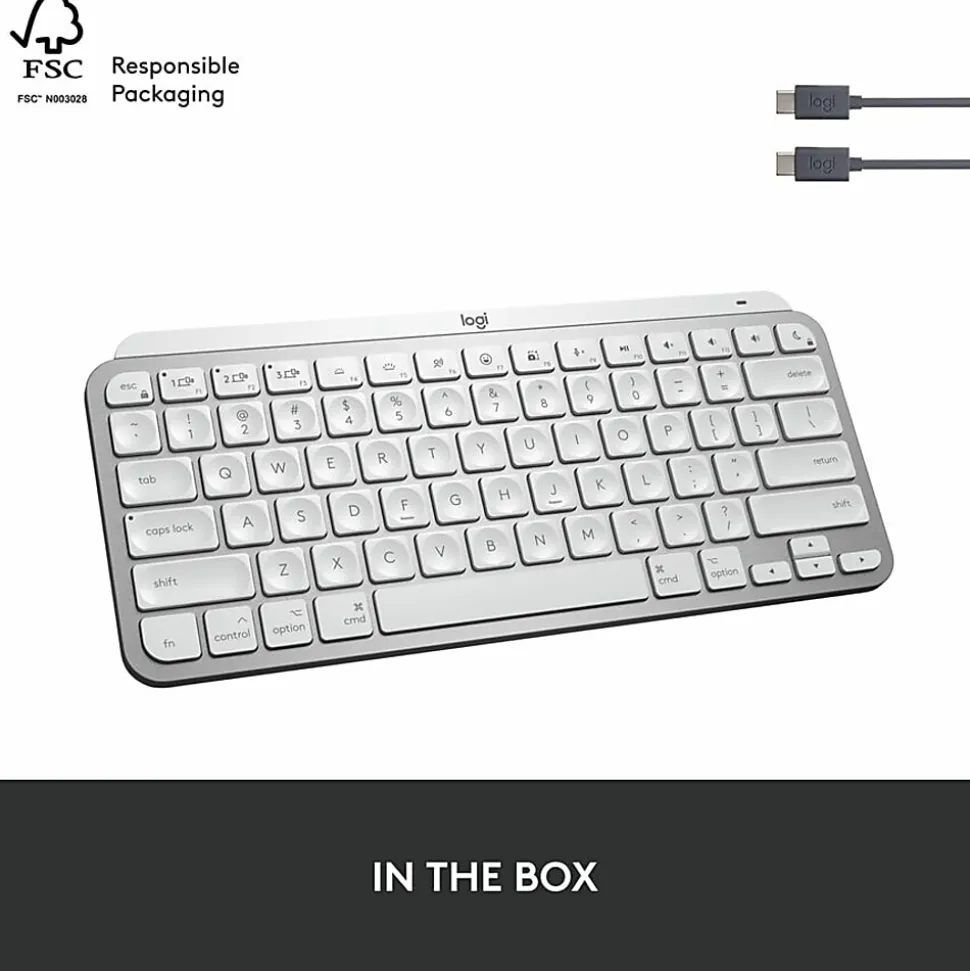 Logitech MX Keys Mini for Mac Minimalist Wireless Illuminated Keyboard, Bluetooth, Backlit Keys, US - 920010389
