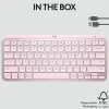 Logitech MX Keys Mini Minimalist Wireless Illuminated Keyboard, Compact, Bluetooth, USB-C - Rose - Wireless Connectivity - 920010474