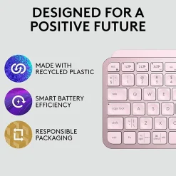 Logitech MX Keys Mini Minimalist Wireless Illuminated Keyboard, Compact, Bluetooth, USB-C - Rose - Wireless Connectivity - 920010474
