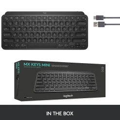 Logitech® MX Keys Mini Minimalist Wireless Illuminated Keyboard, Compact, Bluetooth, Backlit, USB-C, Black