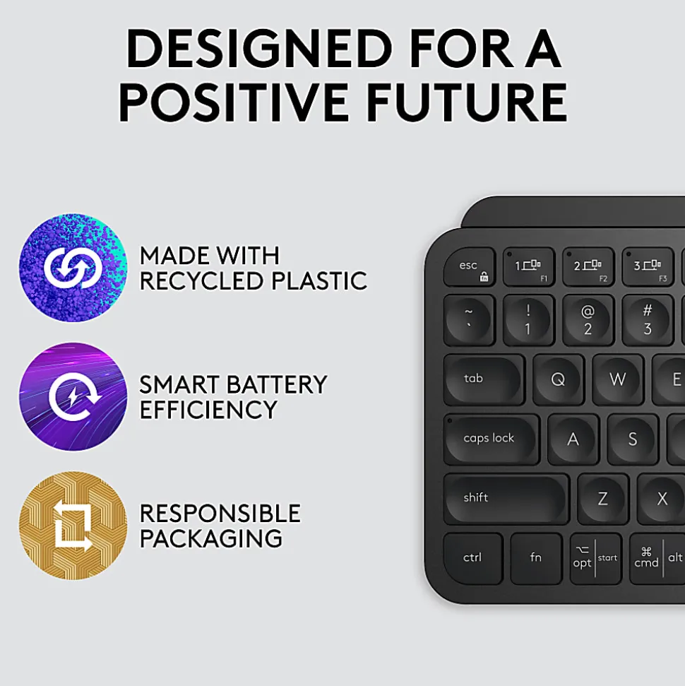Logitech® MX Keys Mini Minimalist Wireless Illuminated Keyboard, Compact, Bluetooth, Backlit, USB-C, Black