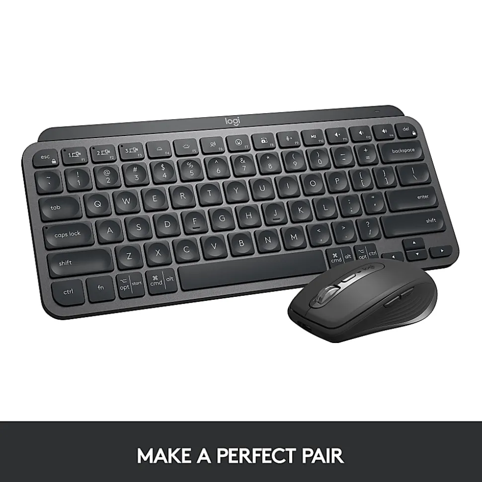 Logitech® MX Keys Mini Minimalist Wireless Illuminated Keyboard, Compact, Bluetooth, Backlit, USB-C, Black
