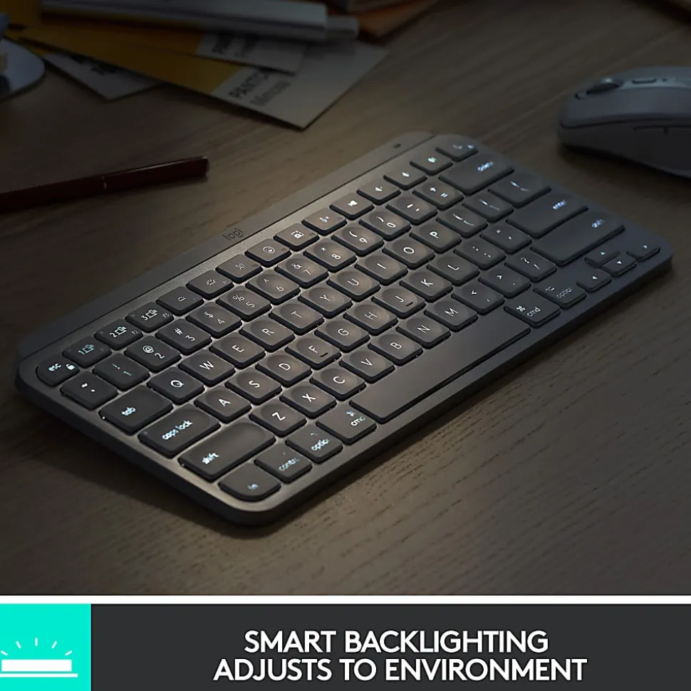 Logitech® MX Keys Mini Minimalist Wireless Illuminated Keyboard, Compact, Bluetooth, Backlit, USB-C, Black