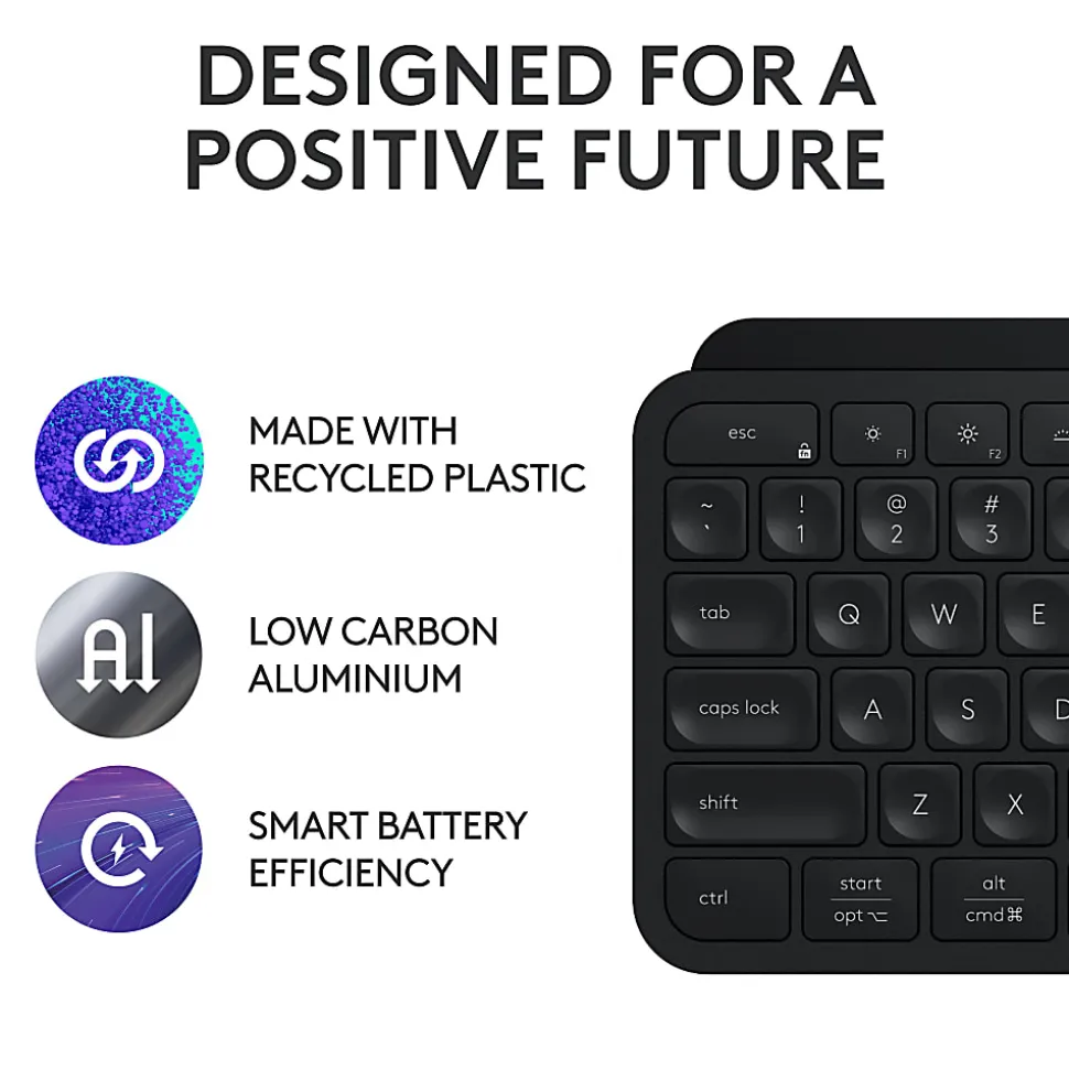 Logitech® MX Keys S Wireless Keyboard, Full Size, Black, 920-011406