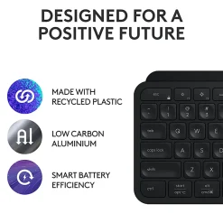 Logitech® MX Keys S Wireless Keyboard And Mouse Combo With Palm Rest, Full Size, 22% Recycled, Black, 920-012274