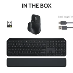 Logitech® MX Keys S Wireless Keyboard And Mouse Combo With Palm Rest, Full Size, 22% Recycled, Black, 920-012274