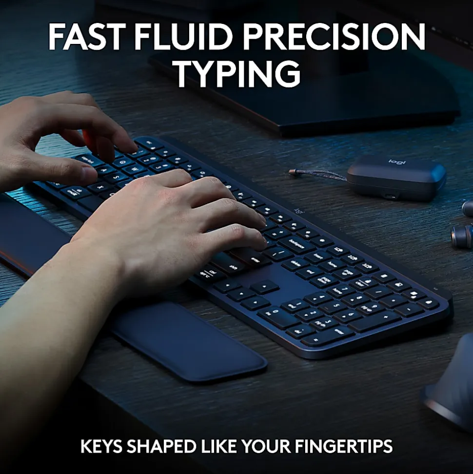 Logitech® MX Keys S Wireless Keyboard And Mouse Combo With Palm Rest, Full Size, 22% Recycled, Black, 920-012274