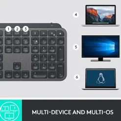 Logitech MX Keys Wireless Illuminated Keyboard for Business, Quiet Perfect-Stroke Keys, Logi Bolt Technology - 920010116