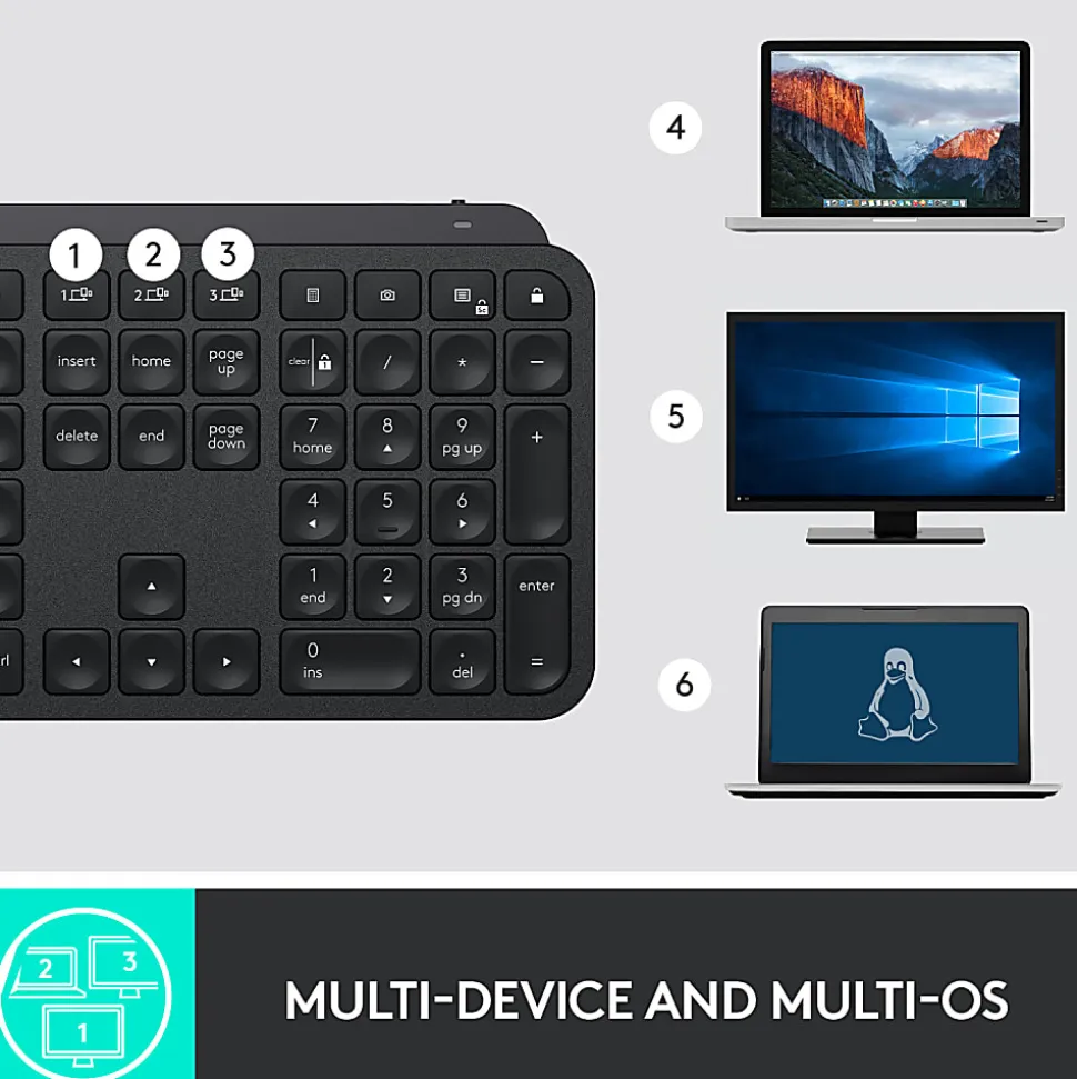 Logitech® MX Keys Wireless Illuminated Keyboard, Black, 920-009295