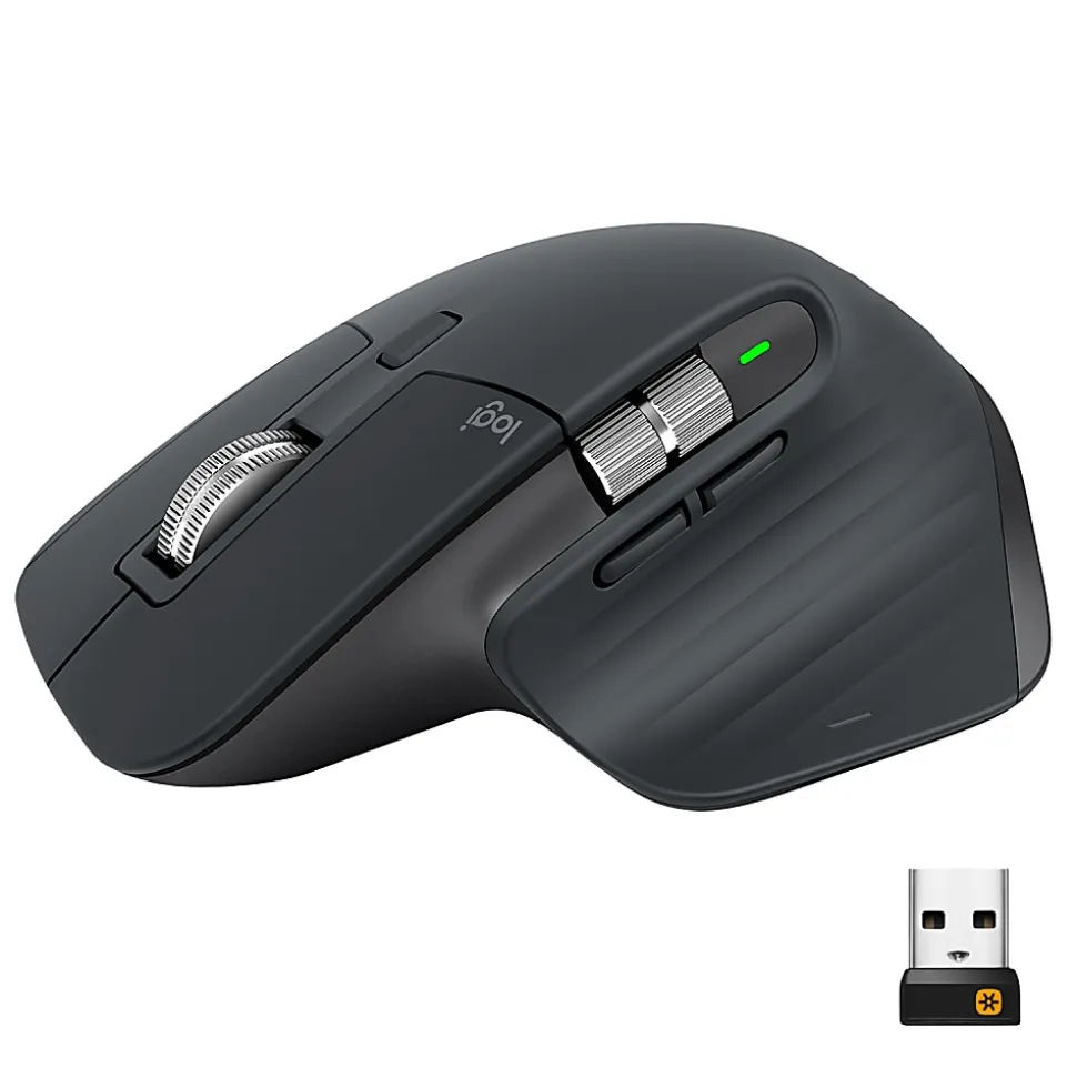 Logitech MX Master 3 Advanced Wireless Mouse, Ultrafast Scrolling, Use on Any Surface, Ergonomic, 4000 DPI, USB-C, Black
