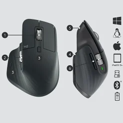 Logitech MX Master 3 Advanced Wireless Mouse, Ultrafast Scrolling, Use on Any Surface, Ergonomic, 4000 DPI, USB-C, Black