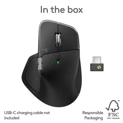 Logitech MX Master 4 Ergonomic Wireless Mouse with Advanced Performance Haptic Feedback, Bluetooth, Black, 910007560