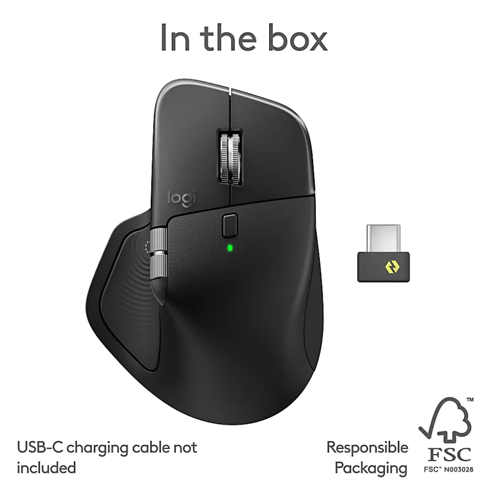 Logitech MX Master 4 Ergonomic Wireless Mouse with Advanced Performance Haptic Feedback, Bluetooth, Black, 910007560