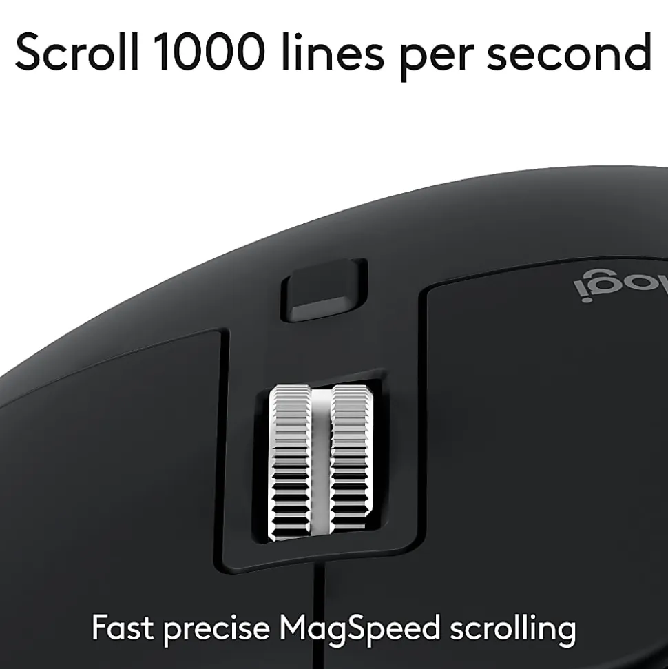 Logitech MX Master 3S Performance Wireless Mouse with Ultra-fast Scrolling, Bluetooth, Black, 910007500