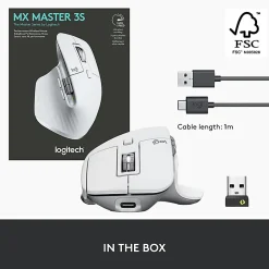 Logitech MX Master 3S - Wireless Performance Mouse with Ultra-fast Scrolling - Pale Gray - Ergo - 8K DPI - Track on Glass - Quiet Clicks