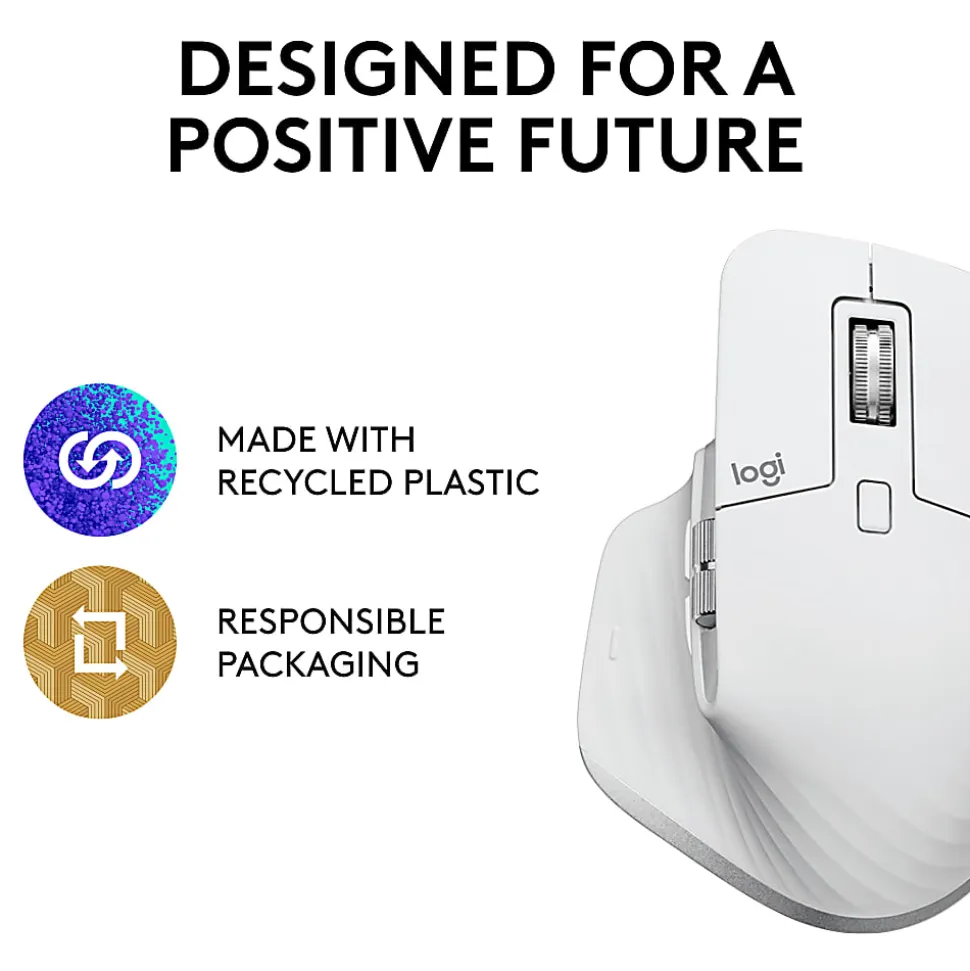 Logitech MX Master 3S - Wireless Performance Mouse with Ultra-fast Scrolling - Pale Gray - Ergo - 8K DPI - Track on Glass - Quiet Clicks