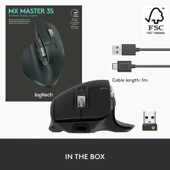 Logitech MX Master 3S - Wireless Performance Mouse with Ultra-fast Scrolling - Black - Ergo - 8K DPI - Track on Glass - Quiet Clicks