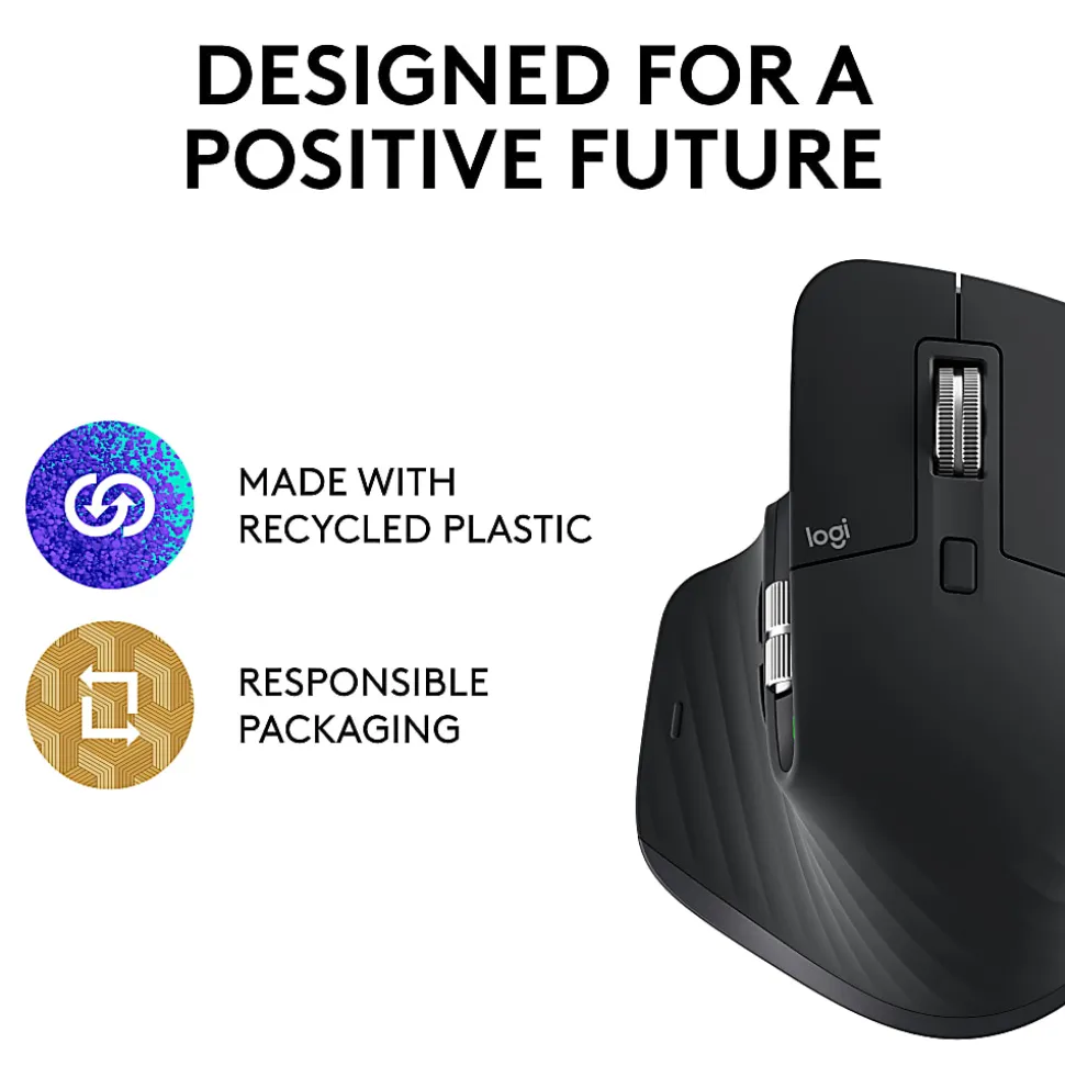 Logitech MX Master 3S - Wireless Performance Mouse with Ultra-fast Scrolling - Black - Ergo - 8K DPI - Track on Glass - Quiet Clicks