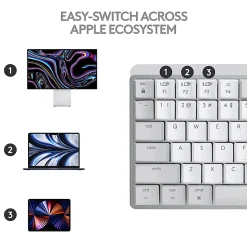 Logitech MX Mechanical Mini for Mac Wireless Illuminated Keyboard, Low-Profile Switches, Tactile Quiet Keys, Pale Gray - 920010553