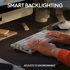 Logitech MX Mechanical Mini for Mac Wireless Illuminated Keyboard, Low-Profile Switches, Tactile Quiet Keys, Pale Gray - 920010553