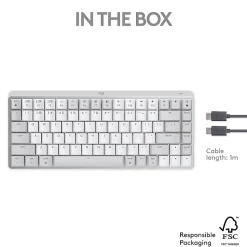Logitech MX Mechanical Mini for Mac Wireless Illuminated Keyboard, Low-Profile Switches, Tactile Quiet Keys, Pale Gray - 920010553