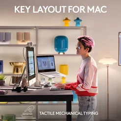 Logitech MX Mechanical Mini for Mac Wireless Illuminated Keyboard, Low-Profile Switches, Tactile Quiet Keys, Pale Gray - 920010553