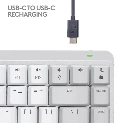 Logitech MX Mechanical Mini for Mac Wireless Illuminated Keyboard, Low-Profile Switches, Tactile Quiet Keys, Pale Gray - 920010553