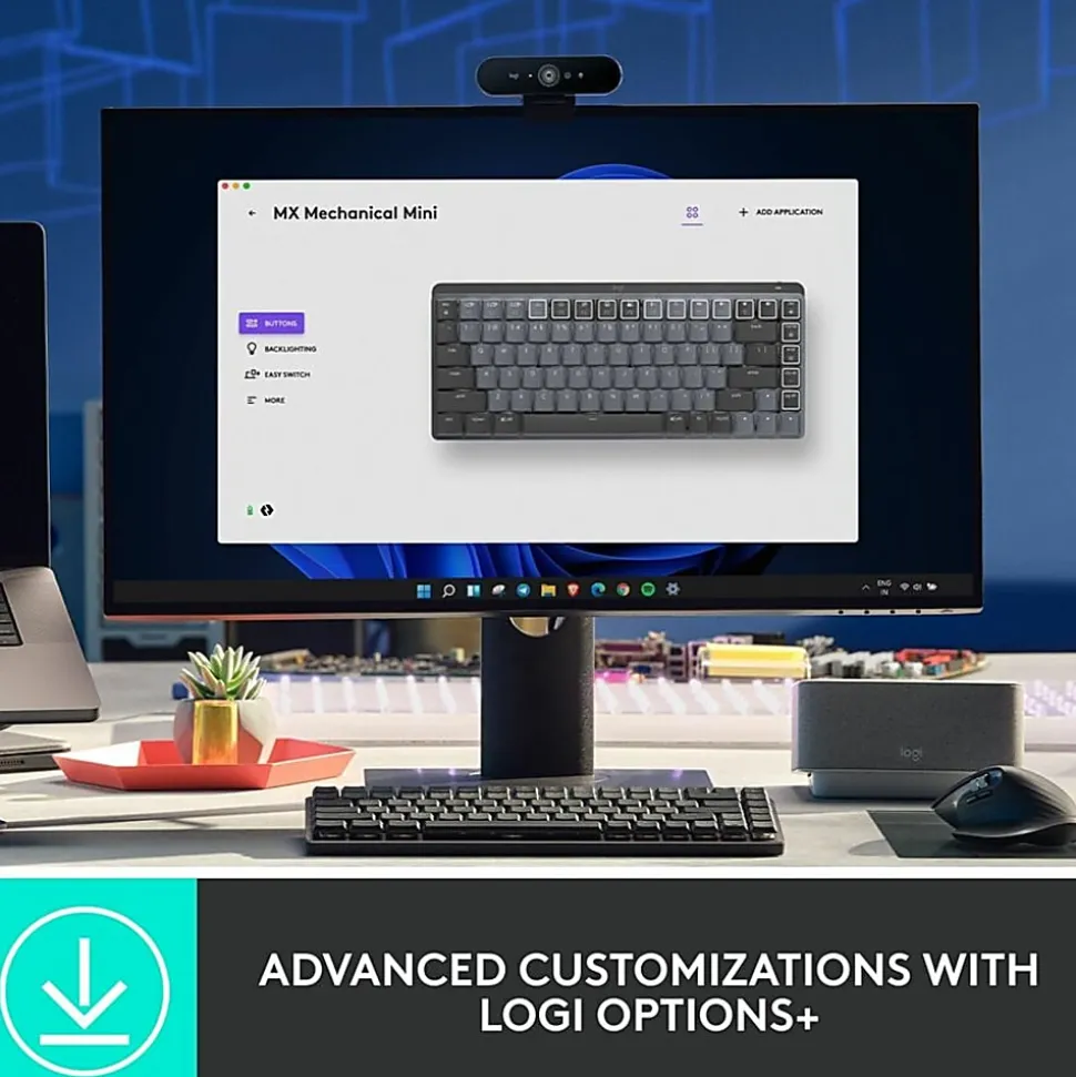 Logitech MX Mechanical Mini Wireless Illuminated Keyboard, Tactile Quiet Switches, Backlit, Bluetooth, US - 920010550
