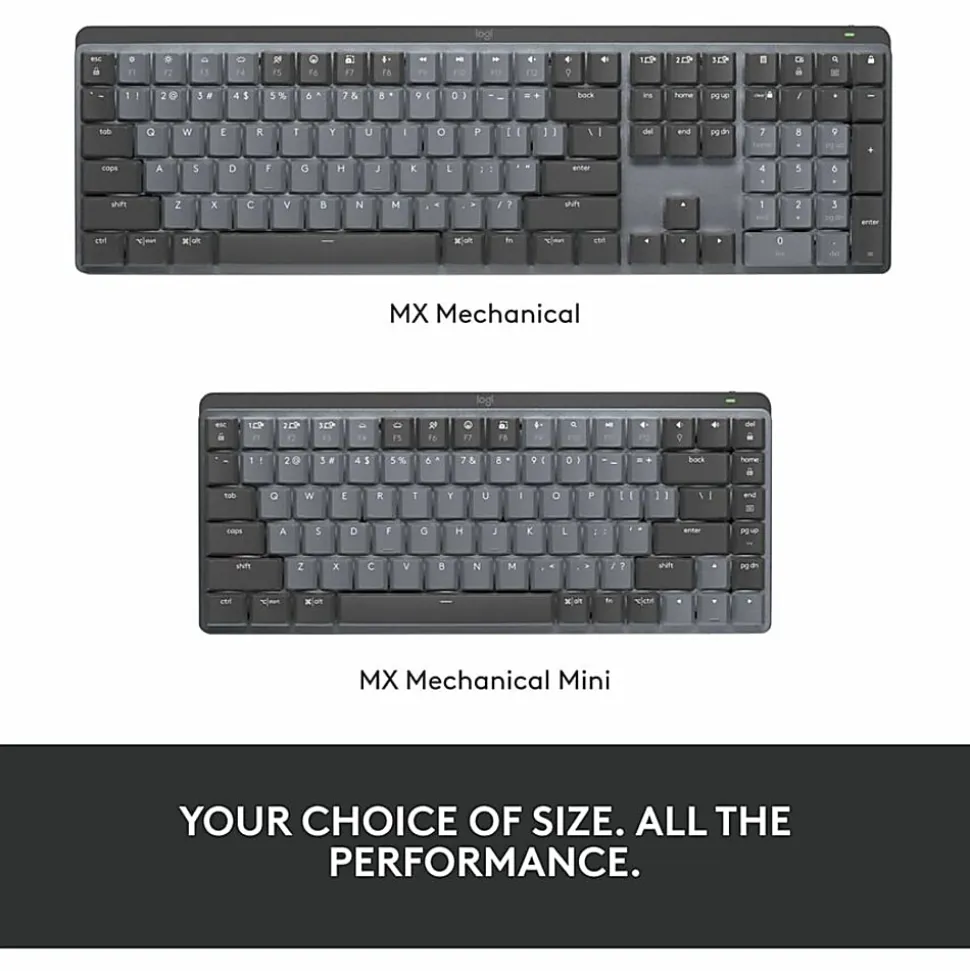 Logitech MX Mechanical Mini Wireless Illuminated Keyboard, Tactile Quiet Switches, Backlit, Bluetooth, US - 920010550