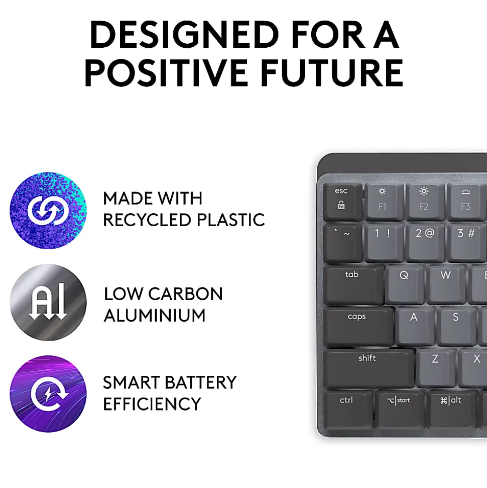 Logitech® MX Mechanical Wireless Illuminated Performance Keyboard, Graphite, 920-010547