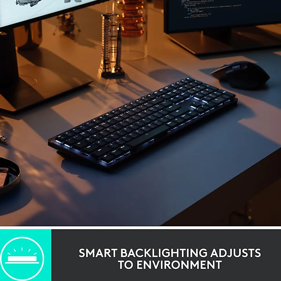 Logitech® MX Mechanical Wireless Illuminated Performance Keyboard, Graphite, 920-010547