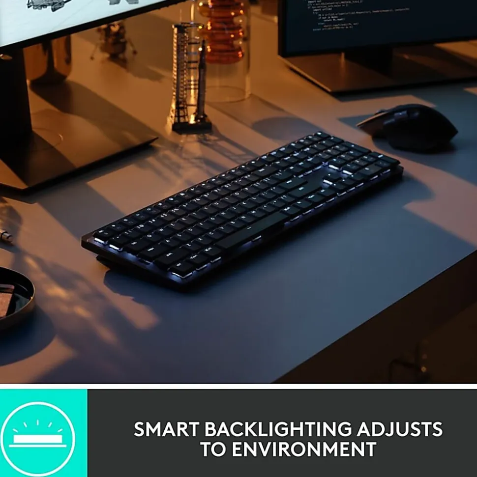 Logitech MX Mechanical Wireless Illuminated Performance Keyboard, Clicky Switches, Backlit Keys, Bluetooth - 920010549