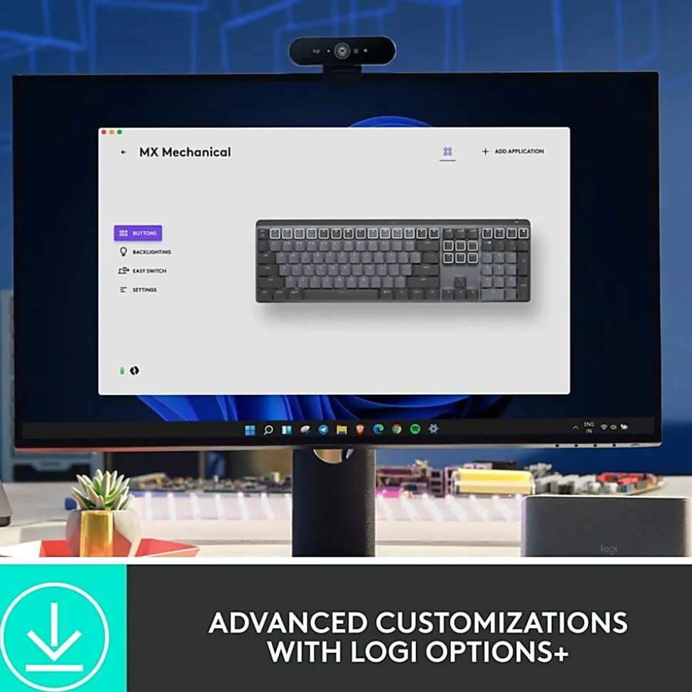 Logitech MX Mechanical Wireless Illuminated Performance Keyboard, Linear Switches, Backlit Keys, Bluetooth - 920010548