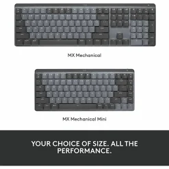Logitech MX Mechanical Wireless Illuminated Performance Keyboard, Linear Switches, Backlit Keys, Bluetooth - 920010548