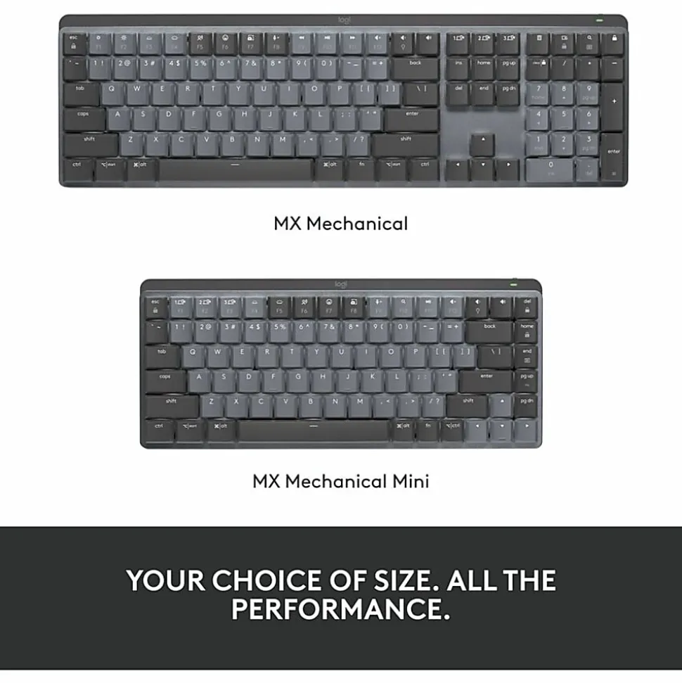 Logitech MX Mechanical Wireless Illuminated Performance Keyboard, Linear Switches, Backlit Keys, Bluetooth - 920010548