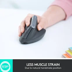 Logitech MX Vertical Advanced Ergonomic Wireless Mouse, Control and Move Content Between 3 Windows and Apple Computers, Graphite - 910-005447