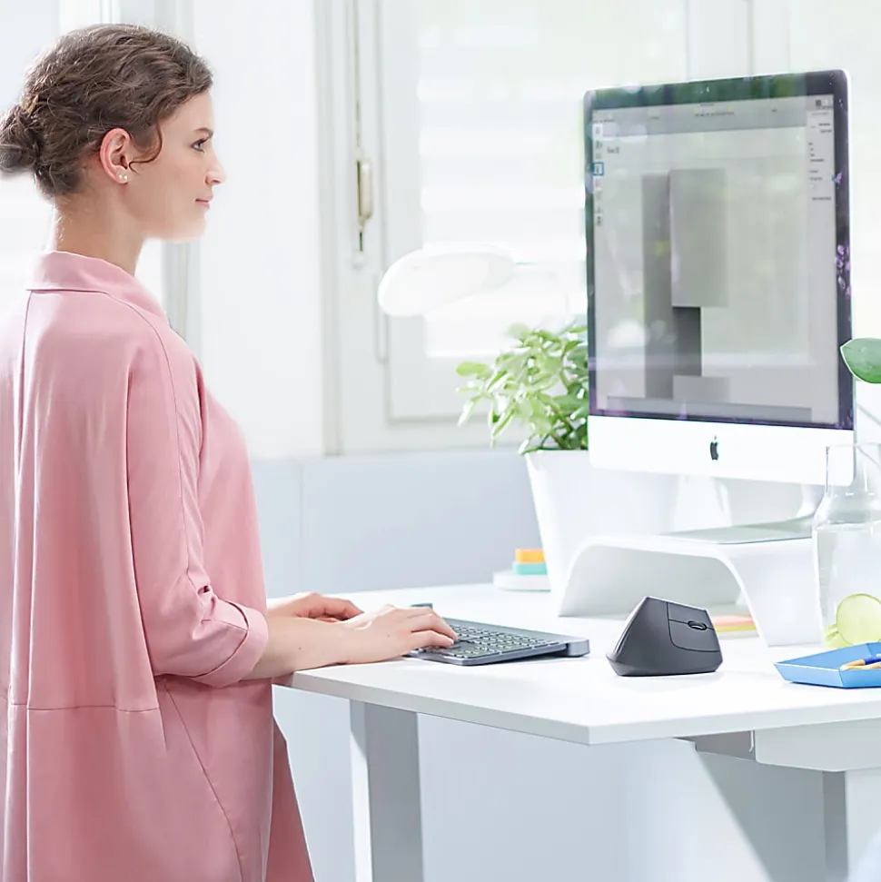 Logitech MX Vertical Advanced Ergonomic Wireless Mouse, Control and Move Content Between 3 Windows and Apple Computers, Graphite - 910-005447
