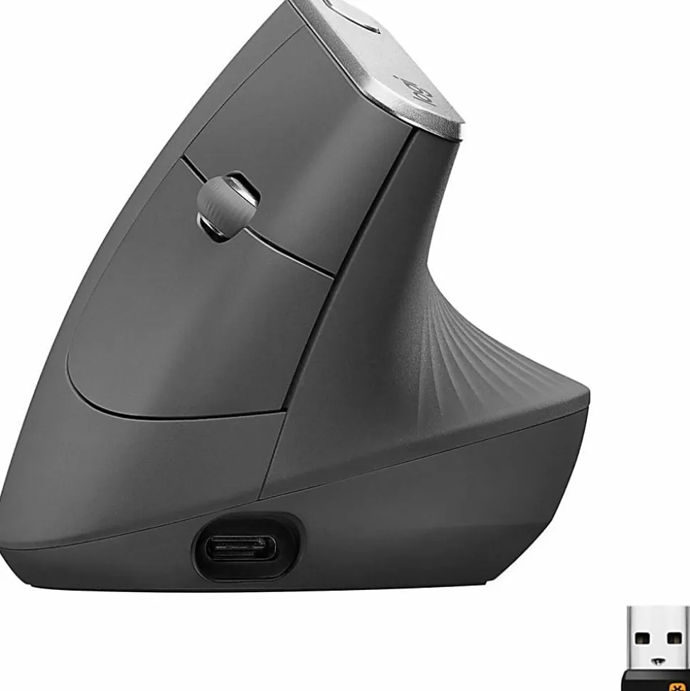 Logitech MX Vertical Advanced Ergonomic Wireless Mouse, Control and Move Content Between 3 Windows and Apple Computers, Graphite - 910-005447