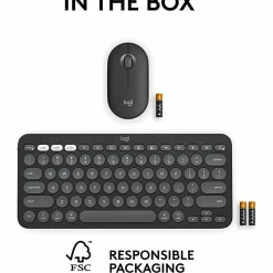 Logitech Pebble 2 Combo for Mac Wireless Keyboard And Mouse, Tonal Graphite