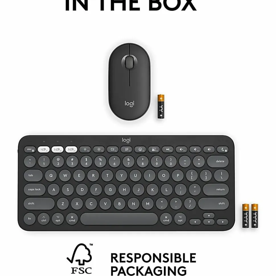 Logitech Pebble 2 Combo for Mac Wireless Keyboard And Mouse, Tonal Graphite