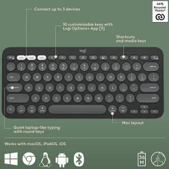 Logitech Pebble 2 Combo for Mac Wireless Keyboard And Mouse, Tonal Graphite