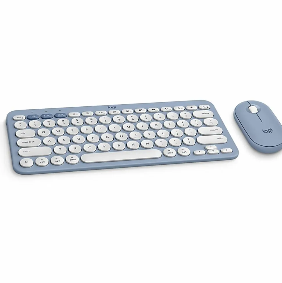 Logitech Pebble 2 Combo for Mac Wireless Keyboard and Mouse, Tonal Blue