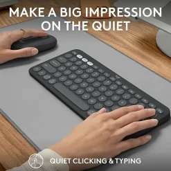 Logitech Pebble 2 Combo, Wireless Keyboard and Mouse, Quiet and Portable, Customizable, Logi Bolt, Tonal Graphite - 920012061
