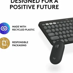 Logitech Pebble 2 Combo, Wireless Keyboard and Mouse, Quiet and Portable, Customizable, Logi Bolt, Tonal Graphite - 920012061