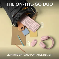 Logitech Pebble 2 Combo, Wireless Keyboard and Mouse, Quiet and Portable, Customizable, Logi Bolt, Tonal Rose - 920012199